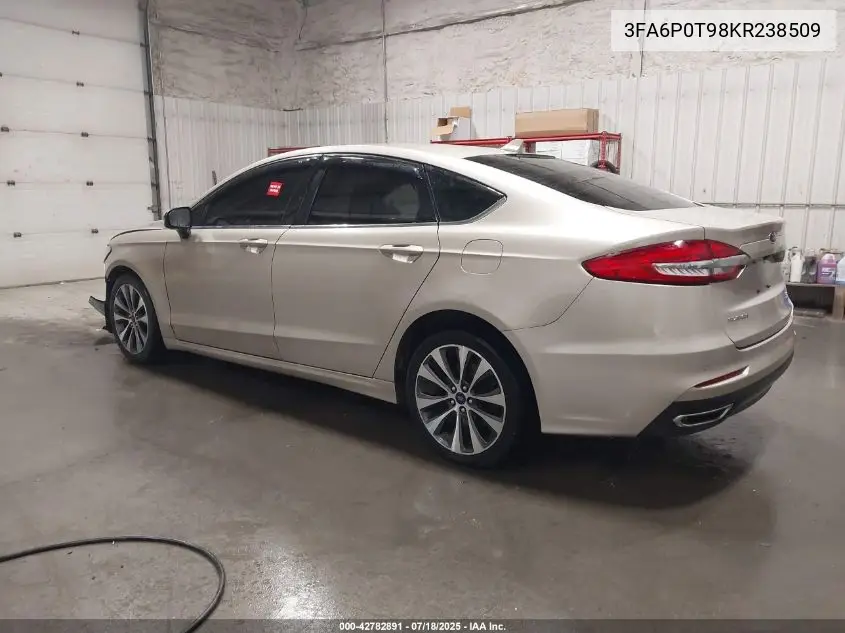 2019 Ford Fusion Se VIN: 3FA6P0T98KR238509 Lot: 42782891