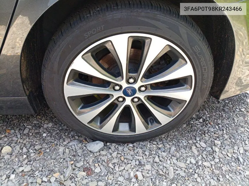 2019 Ford Fusion Se VIN: 3FA6P0T98KR243466 Lot: 42788519