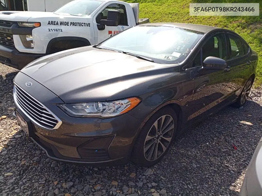 2019 Ford Fusion Se VIN: 3FA6P0T98KR243466 Lot: 42788519