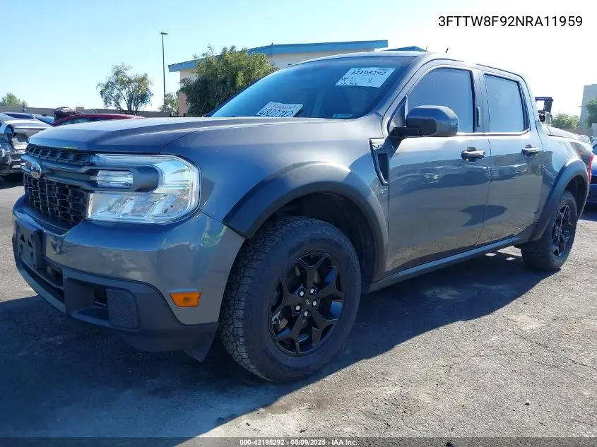 2022 Ford Maverick Xlt VIN: 3FTTW8F92NRA11959 Lot: 42195292
