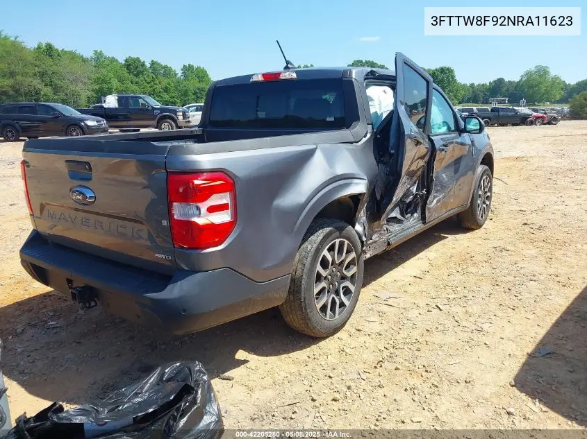 2022 Ford Maverick Lariat VIN: 3FTTW8F92NRA11623 Lot: 42205280