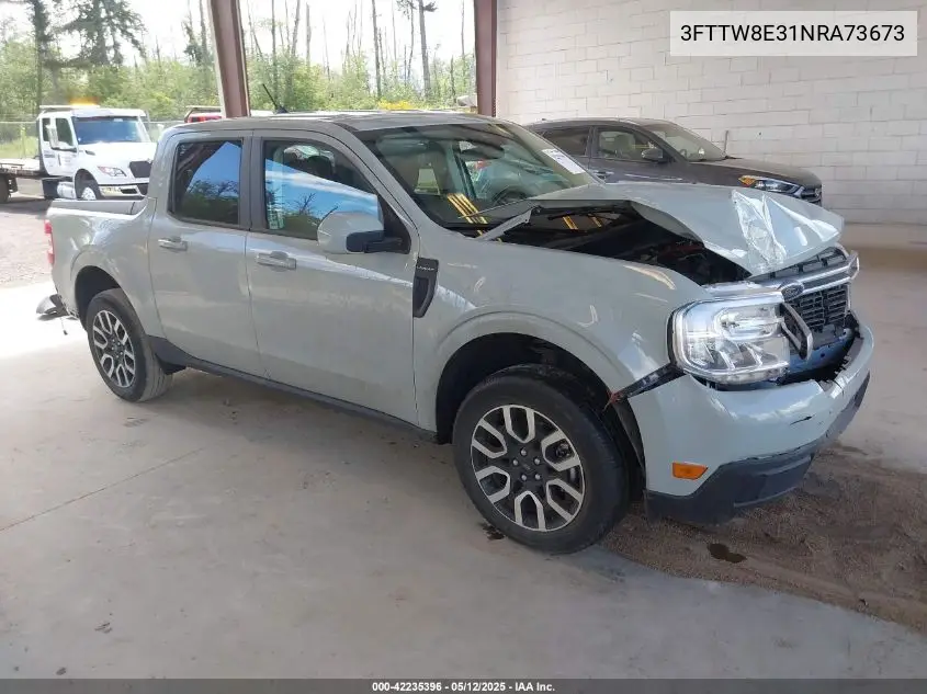 2022 Ford Maverick Lariat VIN: 3FTTW8E31NRA73673 Lot: 42235396