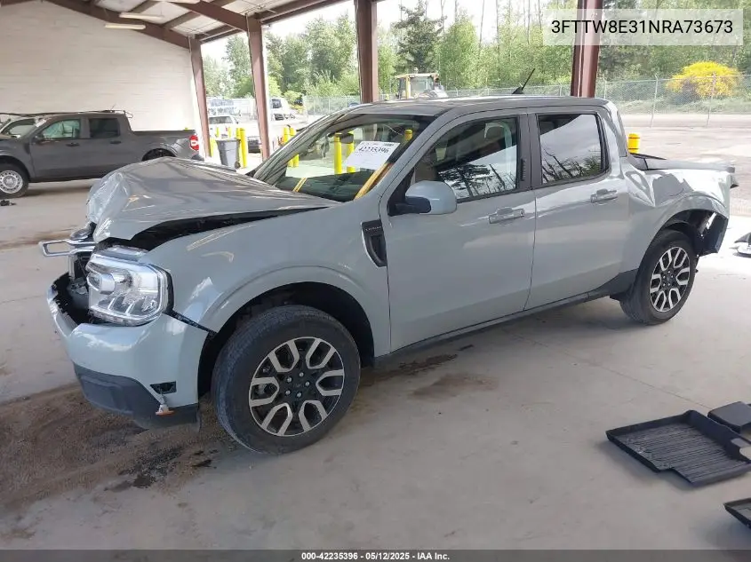 2022 Ford Maverick Lariat VIN: 3FTTW8E31NRA73673 Lot: 42235396