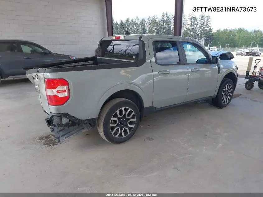 2022 Ford Maverick Lariat VIN: 3FTTW8E31NRA73673 Lot: 42235396