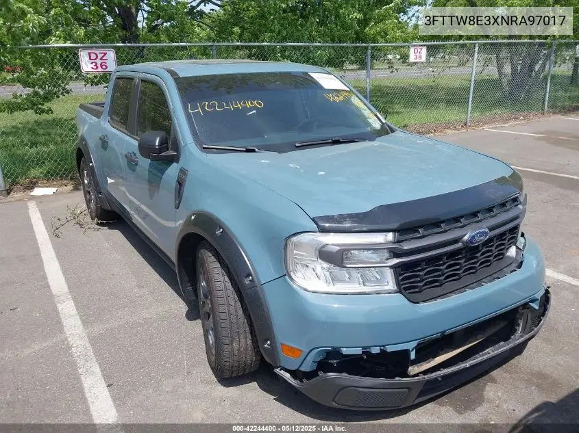 2022 Ford Maverick Xlt VIN: 3FTTW8E3XNRA97017 Lot: 42244400