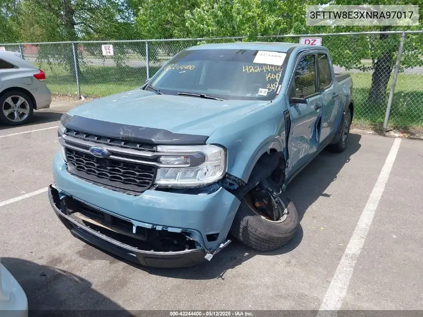 2022 Ford Maverick Xlt VIN: 3FTTW8E3XNRA97017 Lot: 42244400