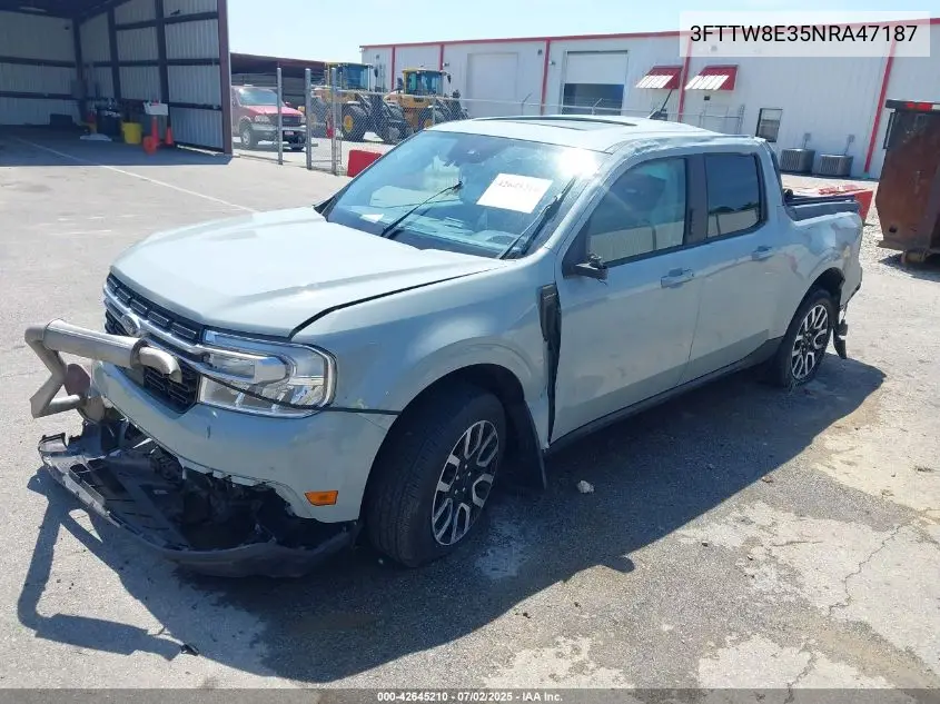 2022 Ford Maverick Lariat VIN: 3FTTW8E35NRA47187 Lot: 42645210