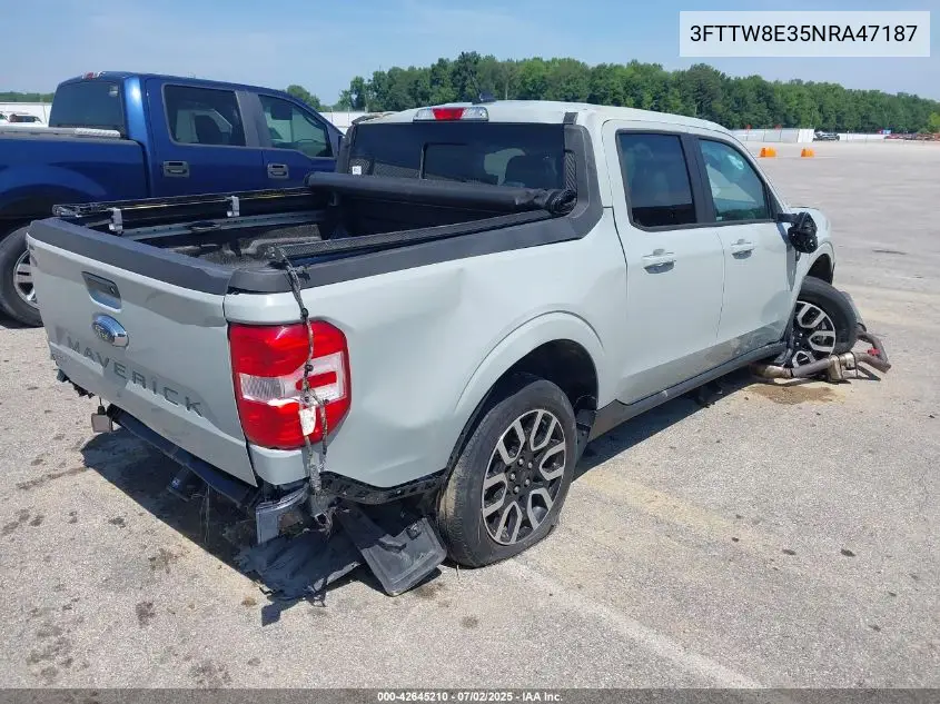 2022 Ford Maverick Lariat VIN: 3FTTW8E35NRA47187 Lot: 42645210