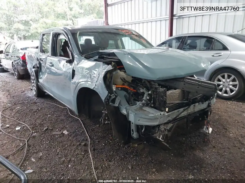 2022 Ford Maverick Lariat VIN: 3FTTW8E39NRA47760 Lot: 42646752