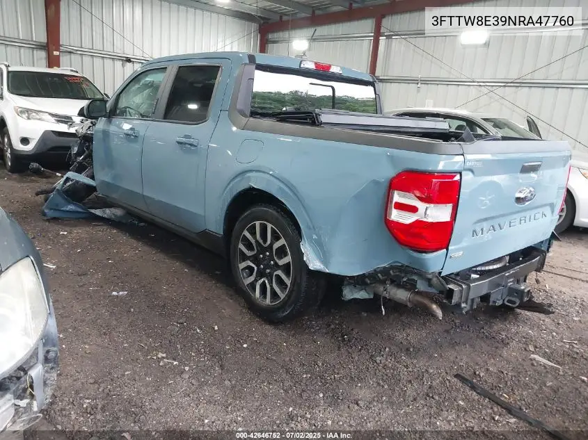 2022 Ford Maverick Lariat VIN: 3FTTW8E39NRA47760 Lot: 42646752