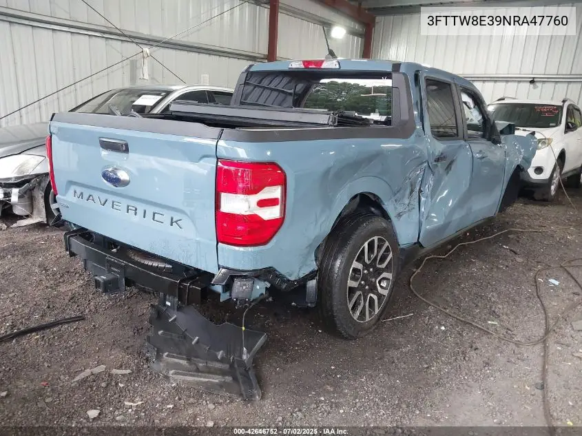 2022 Ford Maverick Lariat VIN: 3FTTW8E39NRA47760 Lot: 42646752