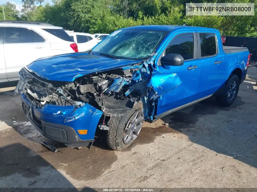 2022 Ford Maverick Xl VIN: 3FTTW8F92NRB08000 Lot: 42726732