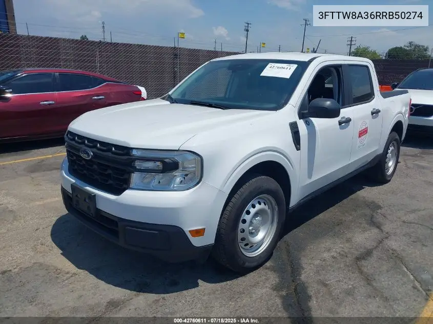 2024 Ford Maverick Xl VIN: 3FTTW8A36RRB50274 Lot: 42760611