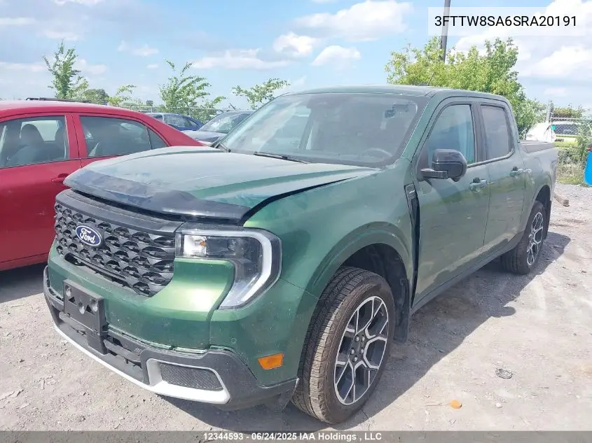 2025 Ford Maverick Lariat VIN: 3FTTW8SA6SRA20191 Lot: 12344593