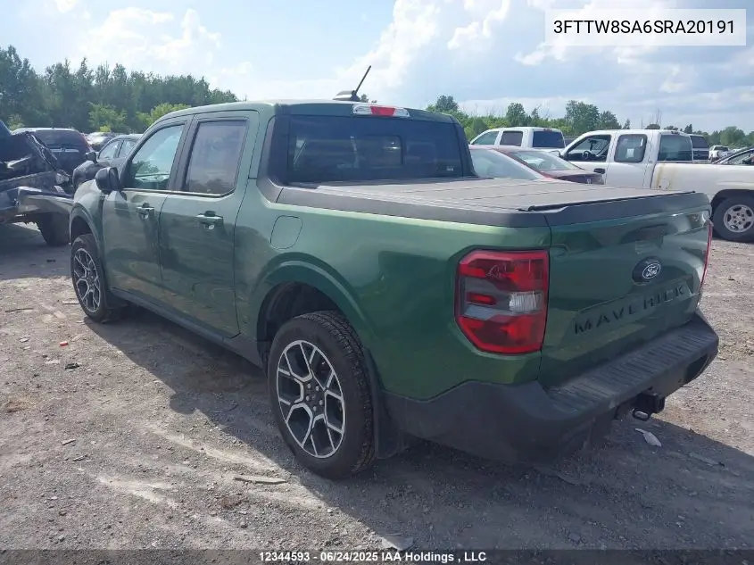 2025 Ford Maverick Lariat VIN: 3FTTW8SA6SRA20191 Lot: 12344593
