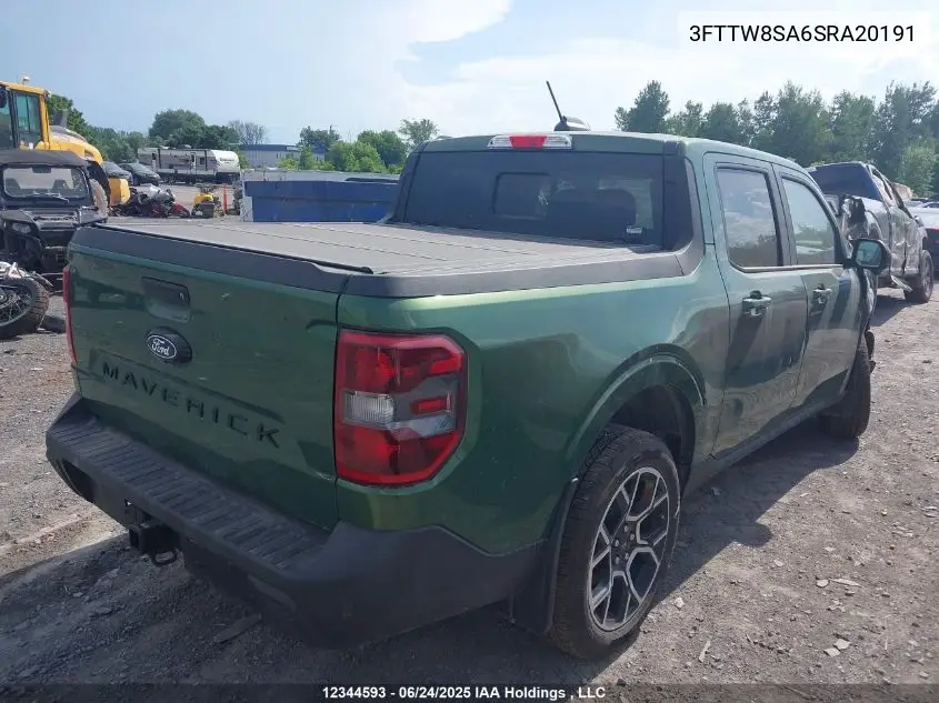 2025 Ford Maverick Lariat VIN: 3FTTW8SA6SRA20191 Lot: 12344593