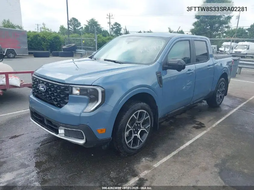 2025 Ford Maverick Lariat VIN: 3FTTW8S33SRA02281 Lot: 42623099