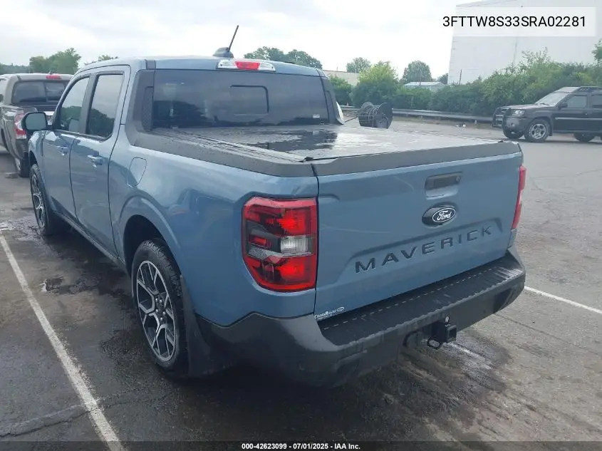 2025 Ford Maverick Lariat VIN: 3FTTW8S33SRA02281 Lot: 42623099