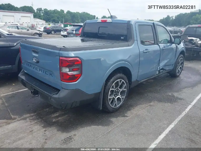 2025 Ford Maverick Lariat VIN: 3FTTW8S33SRA02281 Lot: 42623099