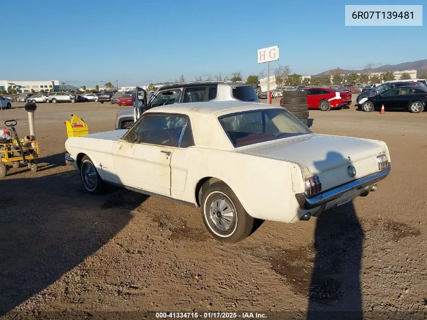 1966 Ford Mustang VIN: 6R07T139481 Lot: 41334715