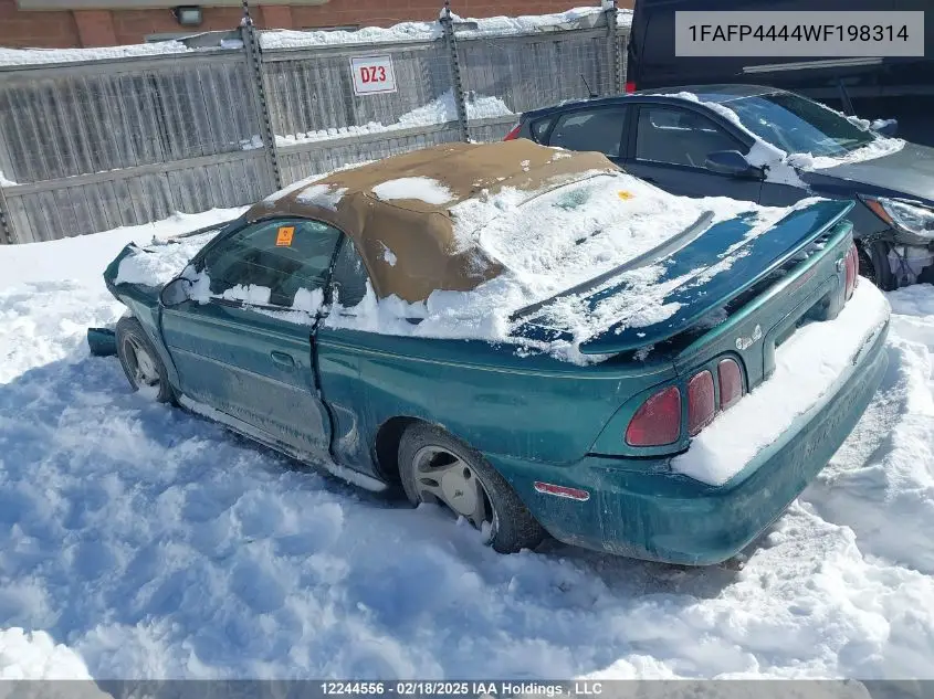1998 Ford Mustang VIN: 1FAFP4444WF198314 Lot: 12244556