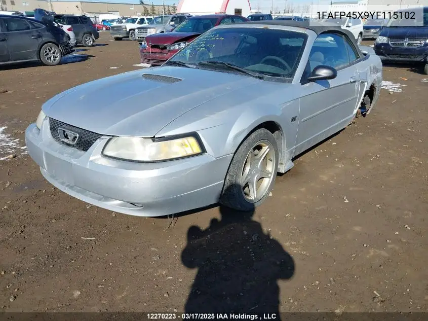 2000 Ford Mustang Gt VIN: 1FAFP45X9YF115102 Lot: 12270223