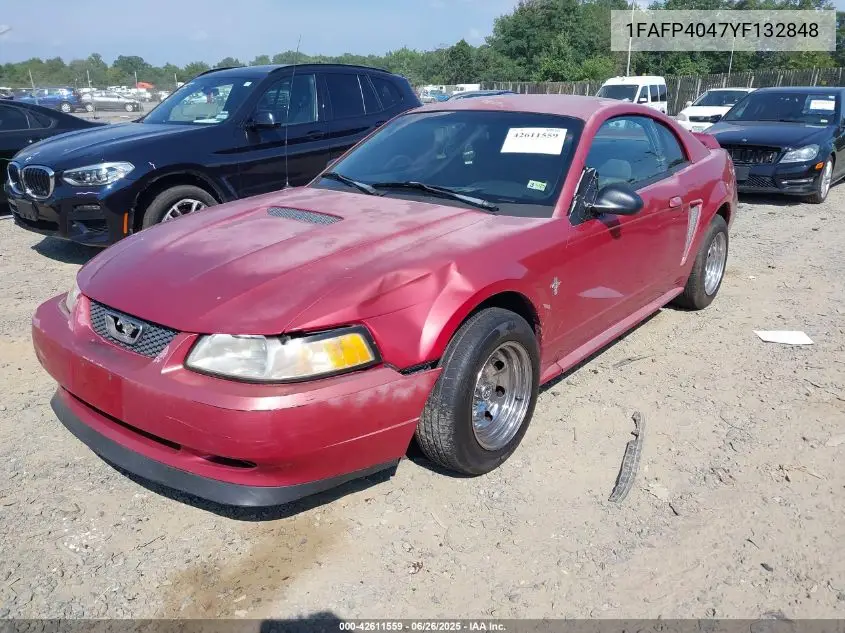 2000 Ford Mustang VIN: 1FAFP4047YF132848 Lot: 42611559