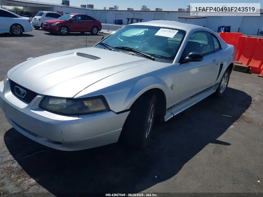 2001 Ford Mustang VIN: 1FAFP40491F243519 Lot: 42627849