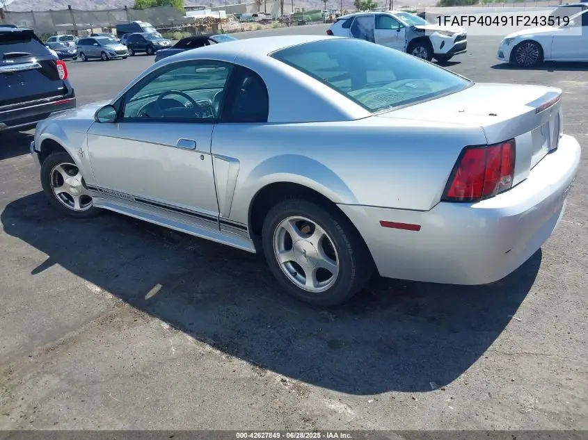2001 Ford Mustang VIN: 1FAFP40491F243519 Lot: 42627849