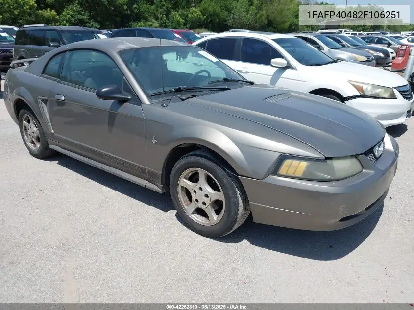 2002 Ford Mustang VIN: 1FAFP40482F106251 Lot: 42262810
