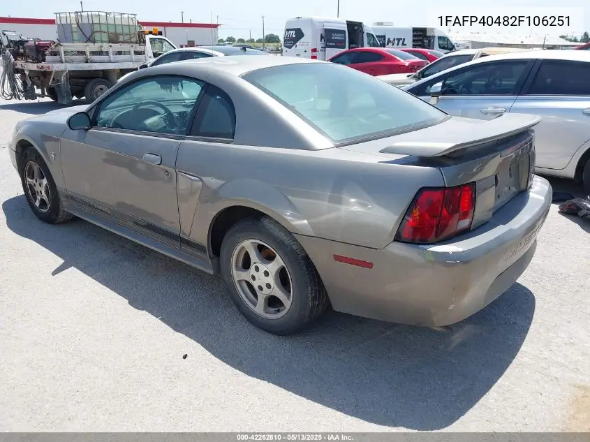 2002 Ford Mustang VIN: 1FAFP40482F106251 Lot: 42262810