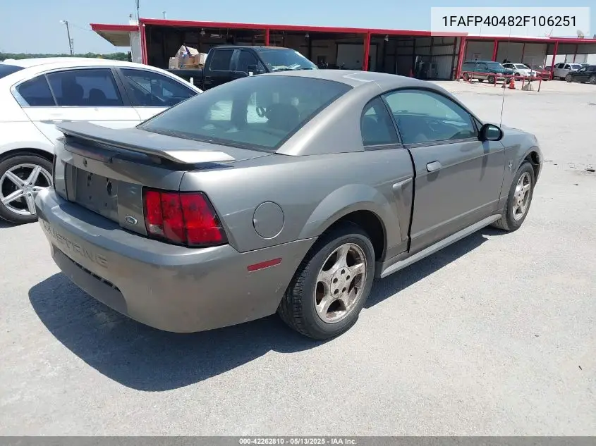 2002 Ford Mustang VIN: 1FAFP40482F106251 Lot: 42262810