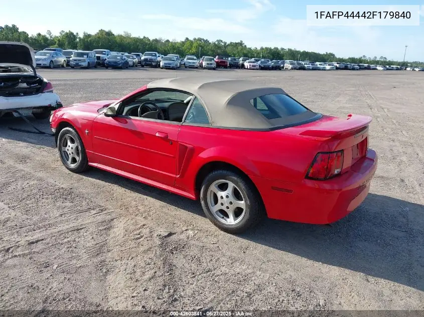 2002 Ford Mustang VIN: 1FAFP44442F179840 Lot: 42603841