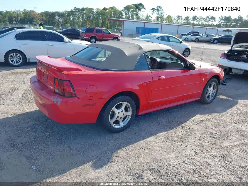 2002 Ford Mustang VIN: 1FAFP44442F179840 Lot: 42603841