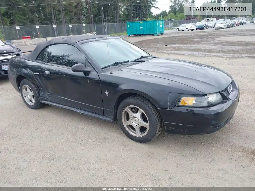 2003 Ford Mustang VIN: 1FAFP44493F417201 Lot: 42241456