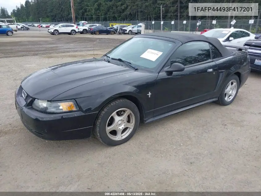 2003 Ford Mustang VIN: 1FAFP44493F417201 Lot: 42241456