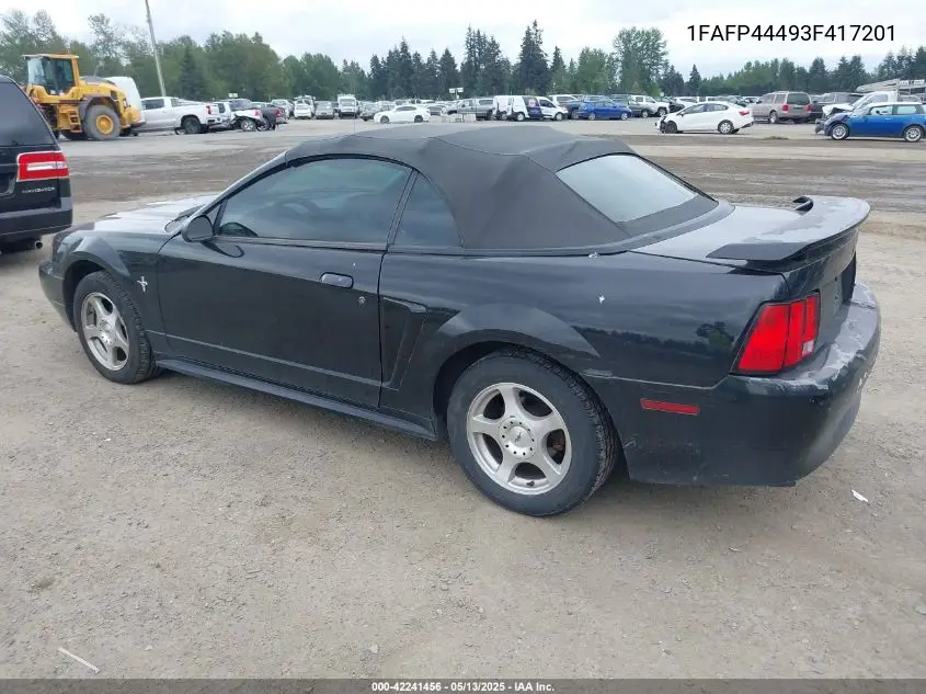 2003 Ford Mustang VIN: 1FAFP44493F417201 Lot: 42241456