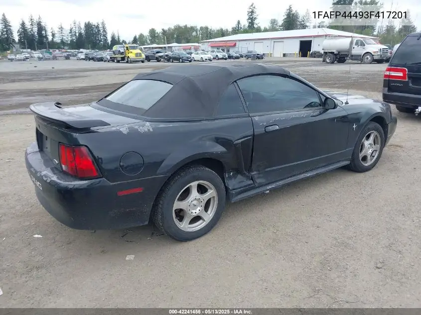 2003 Ford Mustang VIN: 1FAFP44493F417201 Lot: 42241456