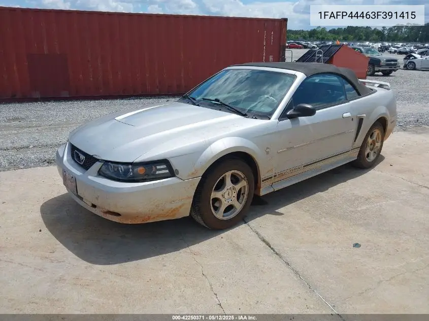 2003 Ford Mustang VIN: 1FAFP44463F391415 Lot: 42250371