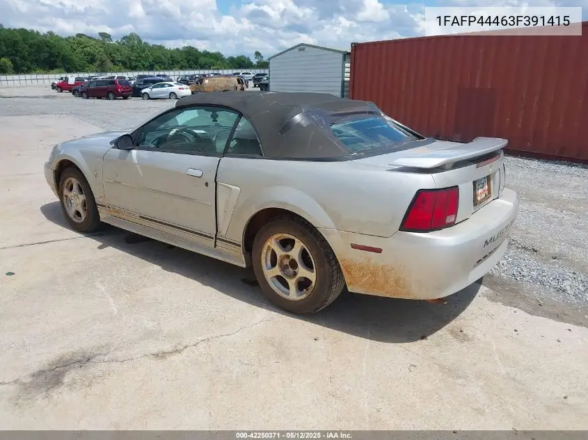 2003 Ford Mustang VIN: 1FAFP44463F391415 Lot: 42250371