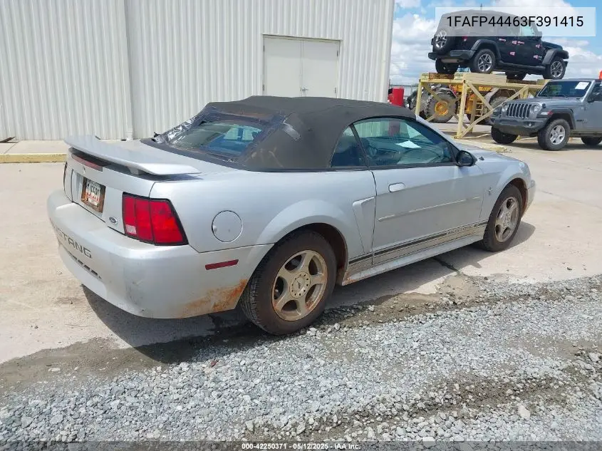 2003 Ford Mustang VIN: 1FAFP44463F391415 Lot: 42250371