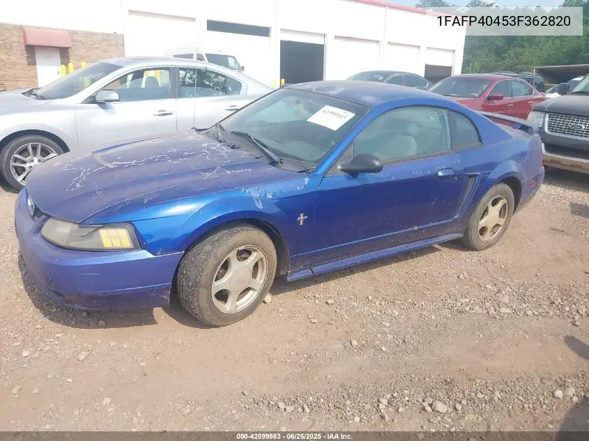 2003 Ford Mustang VIN: 1FAFP40453F362820 Lot: 42599563