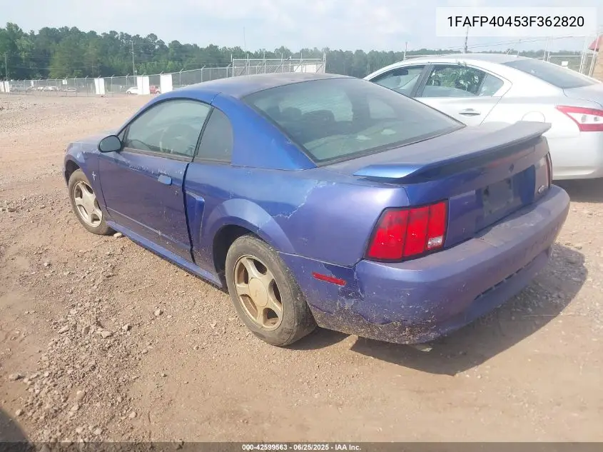 2003 Ford Mustang VIN: 1FAFP40453F362820 Lot: 42599563