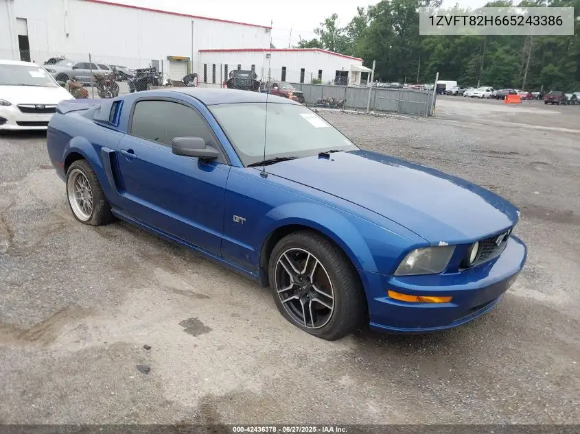 2006 Ford Mustang Gt VIN: 1ZVFT82H665243386 Lot: 42436378