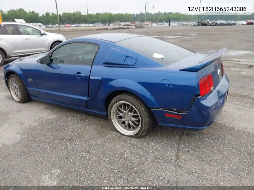 2006 Ford Mustang Gt VIN: 1ZVFT82H665243386 Lot: 42436378