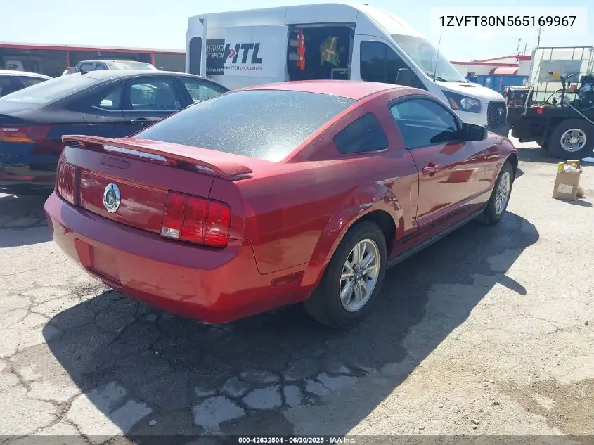 2006 Ford Mustang V6 VIN: 1ZVFT80N565169967 Lot: 42632504