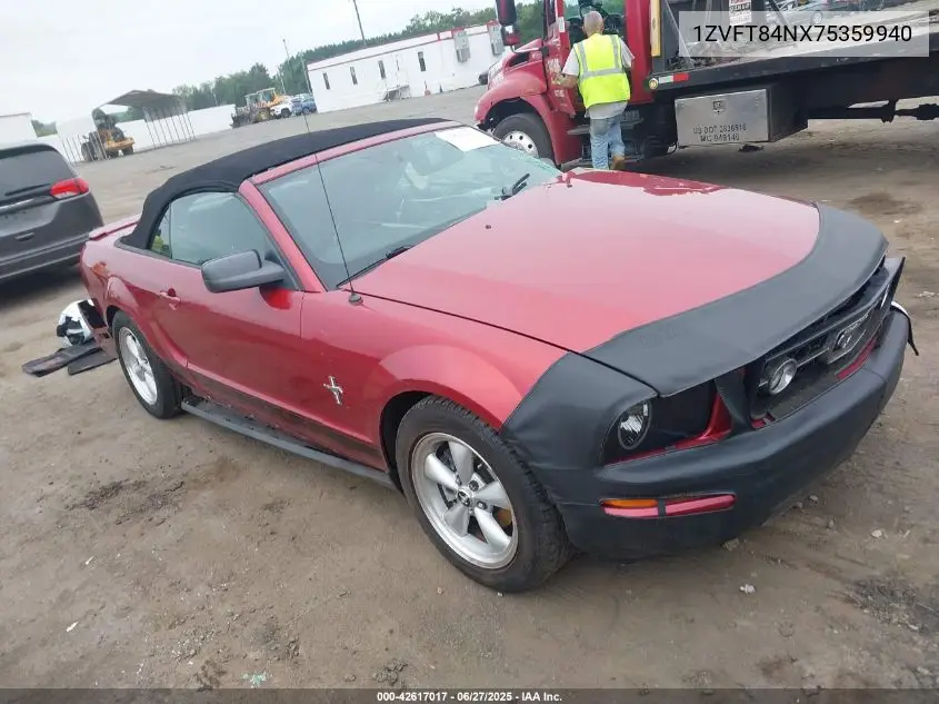 2007 Ford Mustang V6 Deluxe/V6 Premium VIN: 1ZVFT84NX75359940 Lot: 42617017