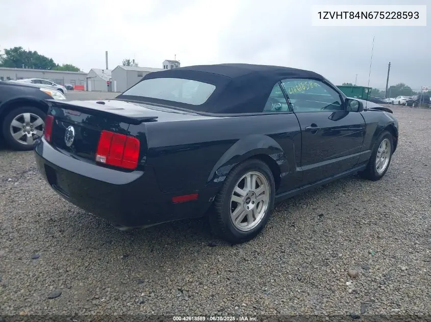 2007 Ford Mustang V6 Deluxe/V6 Premium VIN: 1ZVHT84N675228593 Lot: 42618589