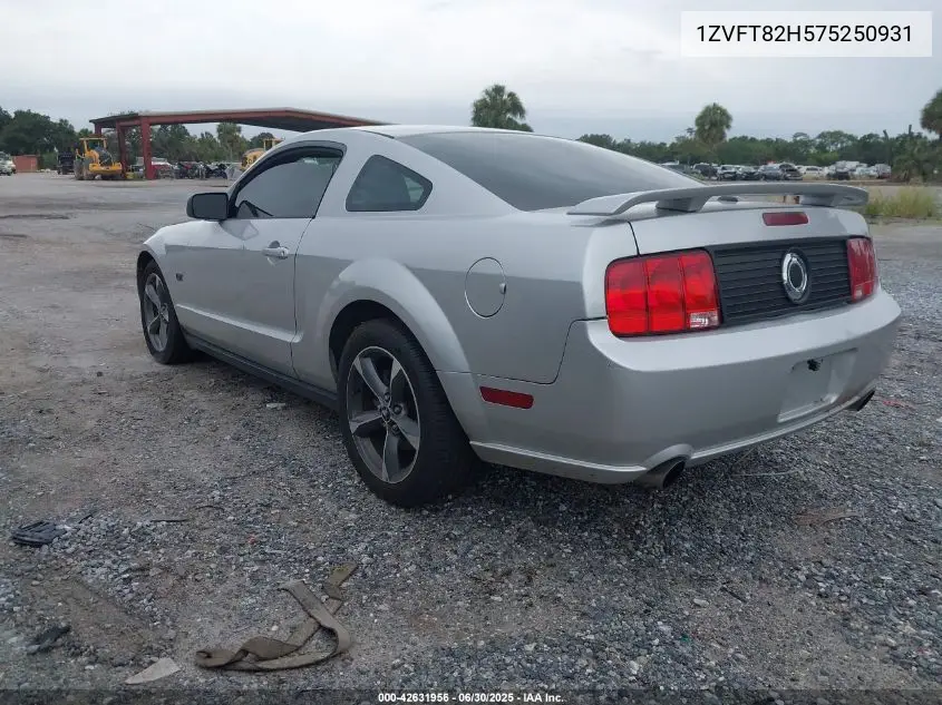 2007 Ford Mustang Gt Deluxe/Gt Premium VIN: 1ZVFT82H575250931 Lot: 42631956