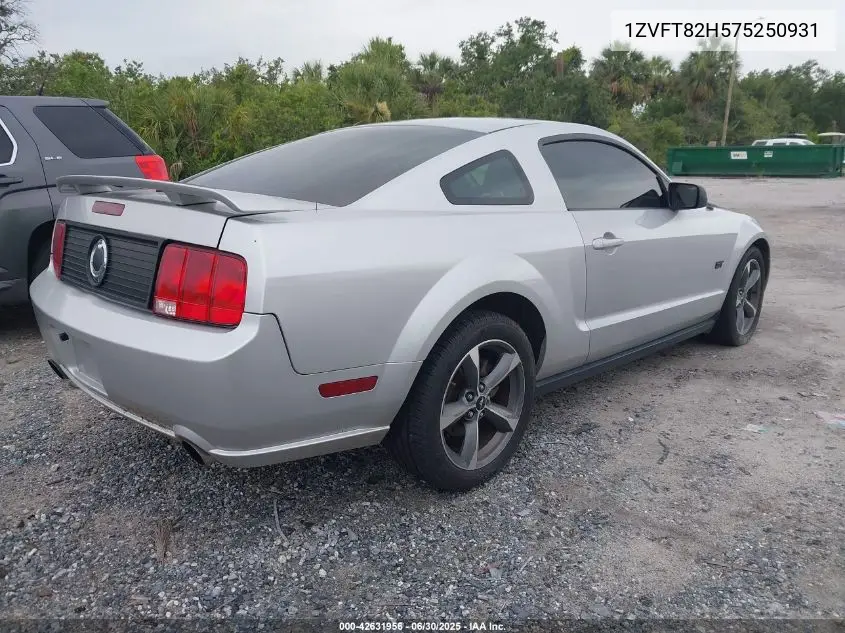 2007 Ford Mustang Gt Deluxe/Gt Premium VIN: 1ZVFT82H575250931 Lot: 42631956